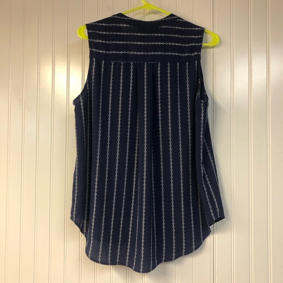 Alice Blue Navy and White Striped Sleeveless Button Front Blouse Large - Picture 4 of 4